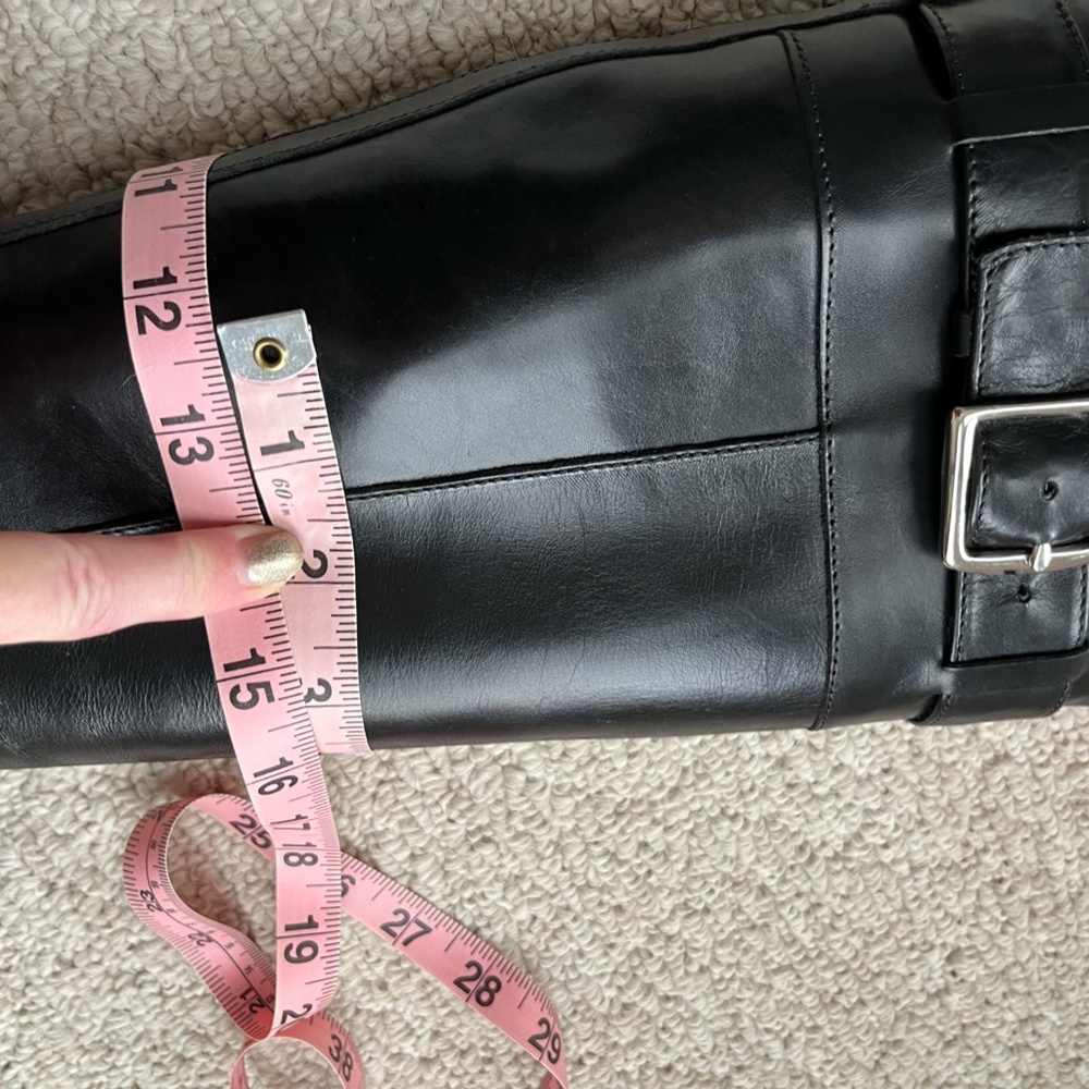 COACH - Black Leather Knee High Boots with Silver Buckle Detail - Picture 7 of 7